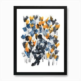 Man In A Field Of Flowers Art Print