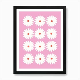 Daisy Pink Red Art Print