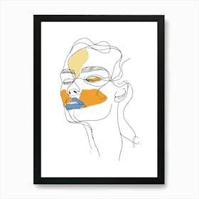 Woman'S Face Minimalist Line Art Monoline Illustration Art Print