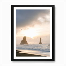 Black Sand Beach At Sunrise Affiche