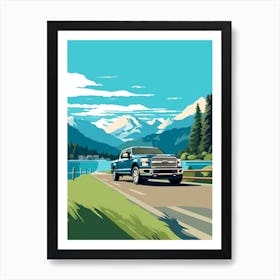 A Ford F 150 Car In The Lake Como Italy Illustration 2 Art Print