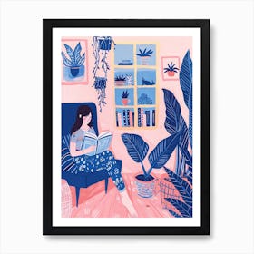 Girl Reading A Book Lo Fi Kawaii Illustration 6 Art Print