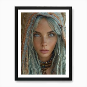 Blue Haired Girl Art Print