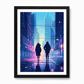 Neon city art Art Print