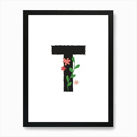 Bedroom Decor White Floral Letters Grey 20 Art Print