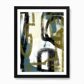 ARCHETYPE - Teal, Ivory, Black Abstract Line Drawing Art Art Print