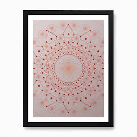 Geometric Abstract Glyph Circle Array in Tomato Red n.0241 Art Print