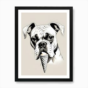 Boxer Dog With Ice Cream Cone Art Print