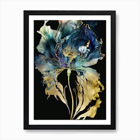Luxurious White Blue Gold Floral 8 Art Print