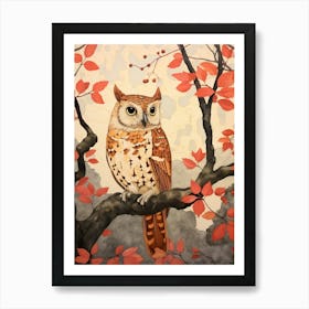 Bird Illustration Eastern Screech Owl 2 Art Print