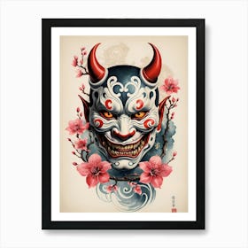 Floral Irezumi The Traditional Japanese Tattoo Hannya Mask (4) Art Print