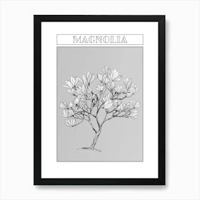 Magnolia Tree Minimalistic Drawing 3 Poster Art Print