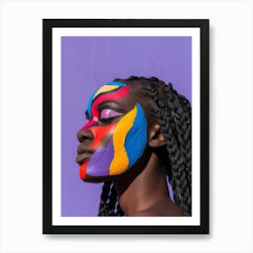 Beautiful African Woman With Colorful Face Paint Art Print