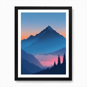 Misty Mountains Vertical Composition In Blue Tone 169 Art Print