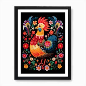 Folk Bird Illustration Chicken 1 Art Print
