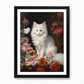 White Cat Rococo Style 5 Art Print