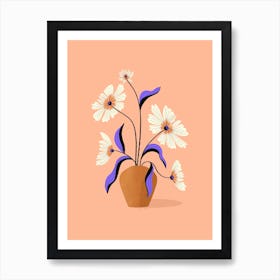 Vibrant Purple And White Flower Vase Art Print