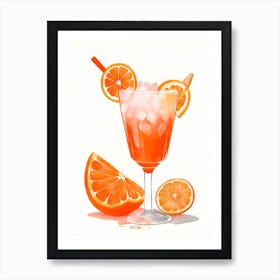 Aperol With Ice And Orange Watercolor Vertical Composition 60 Art Print