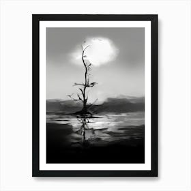 Tranquility Abstract Black And White 7 Art Print