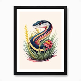 Atlantic Salt Marsh Snake Tattoo Style Art Print