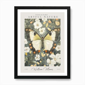 William Morris Butterfly White Flowers Exhibition Art Print