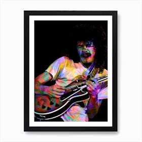 Carlos Santana American Guitarist Legend in my Colorful Illustration Art Print