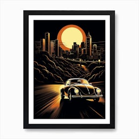 Volkswagen Beetle City Illustration 1 Art Print