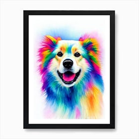 Icelandic Sheepdog Rainbow Oil Painting Dog Art Print