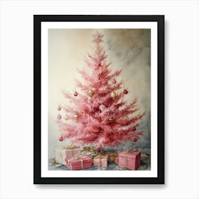 Pink Christmas Tree 3 Art Print