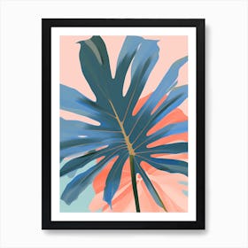 Tropical Leaf Simple Minimalist Abstract Art 2d Painting Sharp Details Cerulean Blue 007ba7 934556761 Art Print