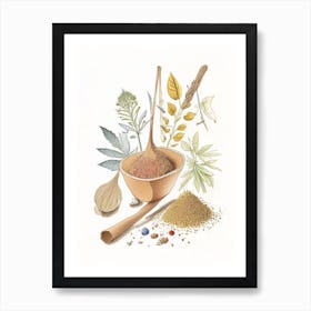 Mace Spices And Herbs Pencil Illustration 2 Art Print