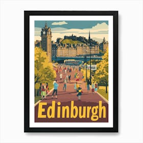 Aihrgdesign A 1970s Inspired Travel Poster For Edinburgh 1 Art Print