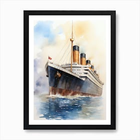 Titanic Ship On The Sea Watercolour 1 Art Print