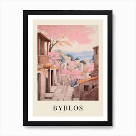 Byblos Lebanon 2 Vintage Pink Travel Illustration Poster Art Print