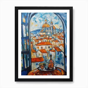 Window View Of Lisbon Portugal In The Style Of Cubism 4 Art Print