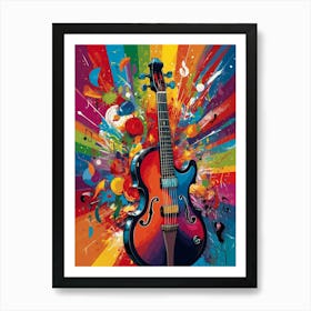 Guitar On A Colorful Background Art Print