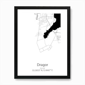 Dragor,Denmark Minimalist Map Art Print