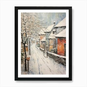 Vintage Winter Painting Bavaria Germany 2 Art Print