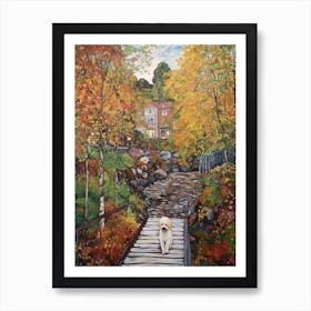 Painting Of A Dog In Gothenburg Botanical Garden, Sweden In The Style Of Gustav Klimt 02 Art Print