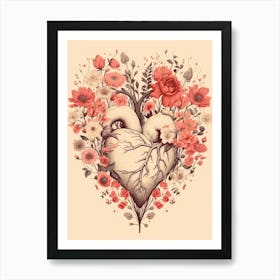 Blush Pink Floral Tree Heart Vintage  8 Art Print