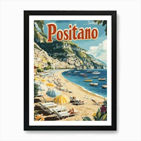 Aihrgdesign A Classic 1960s Travel Poster For Positano 5 Art Print