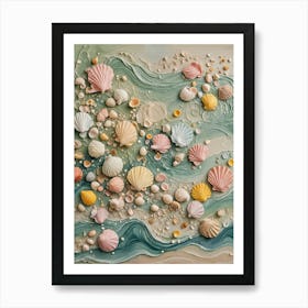 Shells On The Beach no2 Art Print