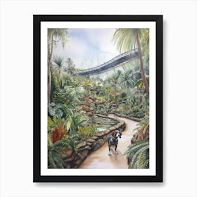 Painting Of A Dog In Eden Project, United Kingdom In The Style Of Watercolour 04 Art Print