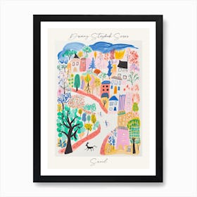 Poster Of Seoul, Dreamy Storybook Illustration 2 Art Print