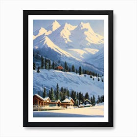 Mount Hutt, New Zealand Ski Resort Vintage Landscape 4 Skiing Poster Art Print