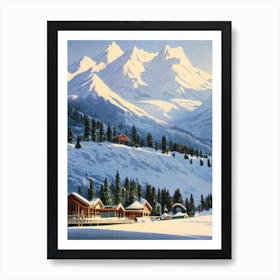 Mount Hutt, New Zealand Ski Resort Vintage Landscape 4 Skiing Poster Poster