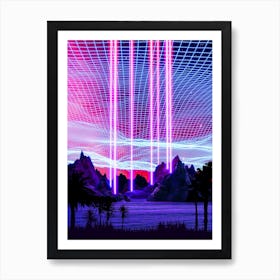 Neon landscape: Abstract canyon #3 [synthwave/vaporwave/cyberpunk] — aesthetic retrowave neon poster Art Print