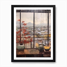 Winter Cityscape Kyoto Japan 4 Art Print