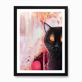 Black Cat With Fire Art Print
