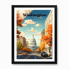 Washington United States Political Travel Illustration Poster